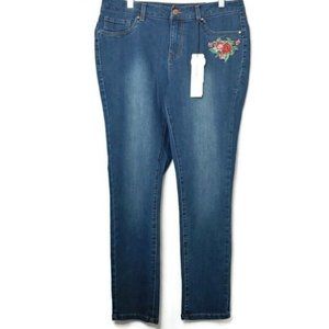 Workshop Jeans High Waist Ankle Rose Embroidery